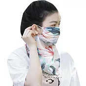 E.City_時尚百搭透氣防曬絲巾口罩 綠羽毛