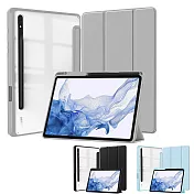□質感升級!!壓克力保護殼□三星 SAMSUNG Galaxy Tab S10 FE SM-X520 X526 10.9吋 平板電腦保護套 三折斜立 休眠喚醒 皮套 灰色