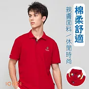 IOIIOI貴族服裝 (有大尺碼) 短袖刺繡POLO衫 特色翻領 棉POLO衫 M 紅色