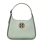 TORY BURCH 雙T-LOGO素面皮革側肩包-莫蘭迪綠