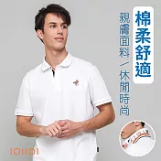 IOIIOI歐洲貴族 (有大尺碼) 短袖刺繡POLO衫 休閒商務 棉POLO M 白色