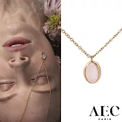 AEC PARIS 巴黎品牌 玫瑰粉晶項鍊 優雅橢圓形金色項鍊 CHAIN NECKLACE AZALEA