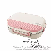 【Homely Zakka】可微波超大容量不鏽鋼分隔保溫便當盒四格(附餐具/湯碗) 3色任選 北歐粉