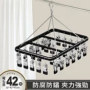 【APEX】鋁合金晾曬夾42夾  (晾衣夾 晾衣架 曬襪架 內衣夾 衣架 吊襪架 毛巾架 襪夾 襪架)   躍石黑