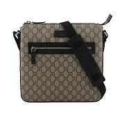 GUCCI GG Supreme 塗層帆布拉鍊口袋郵差包 (米色/黑色)