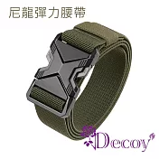 【Decoy】耐磨尼龍 男士時尚插扣彈力腰帶/ 軍綠色