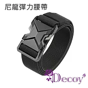 【Decoy】耐磨尼龍 男士時尚插扣彈力腰帶/ 黑色