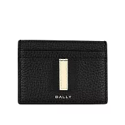 BALLY Ribbon 黑白條紋牛皮4卡卡片夾/名片夾 (黑色)