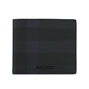 BURBERRY 經典格紋帆布對開8卡短夾 (海軍藍)