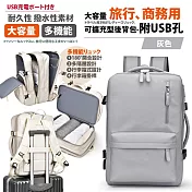 【Sayaka紗彌佳】買就送多功能行李秤-可擴充型超大容量旅行登機及商務用後背包-附USB孔  -灰色