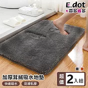 【E.dot】超值2入組加厚茸絨親膚吸水地墊 深灰