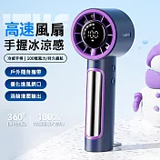 手握涼感100檔手持風扇 數顯/吊環 (USB充電) 藍色