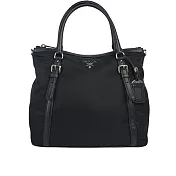 PRADA 尼龍及皮革細節手提/肩背托特包_展示品 (黑色)