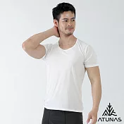 【ATUNAS 歐都納】男款零著感抑菌涼感內衣/短袖貼身內著A1UCGZ01M- M 白