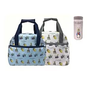 寵愛媽咪限定~【PETER RABBIT 比得兔】大容量保溫保冷袋(藍/白)+200ml口袋保溫杯(粉) 藍色保溫保冷袋+粉色保溫杯