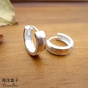 亮面幾何馬賽克感針式925純銀易扣耳環.圈圈耳環