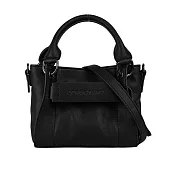 LONGCHAMP 3D XS Logo 壓印小牛皮迷你二用包 (黑色)