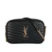 YSL Mini Lou 金字V紋小牛皮相機包/斜背包 (黑色)