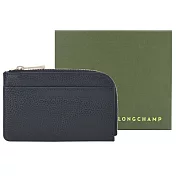 LONGCHAMP LE FOULONNÉ系列牛皮卡片零錢包 黑