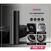 日本Hirone 304不鏽鋼顯溫保溫杯500ml(黑色) DG1016D10001 超值2入組