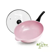 韓國MASTER CUISINE 草莓粉鈦陶瓷炒鍋組(含蓋)32cm(5.5L) AFA001A132IVIV3102 韓國製