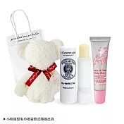 L’OCCITANE 歐舒丹 暢銷小熊護唇禮袋組-多款任選-國際航空版 A組[乳油木+櫻花]