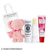 L’OCCITANE 歐舒丹 暢銷小熊護唇禮袋組-多款任選-國際航空版 C組[乳油木+玫瑰]