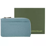 LONGCHAMP LE FOULONNÉ系列牛皮卡片零錢包 尤加利綠