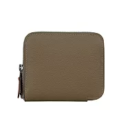 HERMES EVERCOLOR皮 絲巾內裡ㄇ型拉鏈短夾 (大象灰/霧藍色)