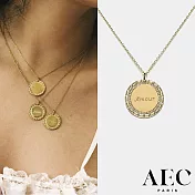 AEC PARIS 巴黎品牌 細緻鑲邊硬幣項鍊 你是我的愛 法文款 MEDAL NECKLACE AMOUR