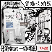 日本SURUGA-黏貼式U型理線掛鉤電線收納器2入/盒-透明固定款(居家免鑽孔牆面繞線整理器,家電配線無痕壁掛固定夾,電源延長線材集線工具)