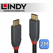 LINDY 林帝 ANTHRA USB 3.2 Gen 2x2 Type-C 公 to 公 傳輸線 + PD 智能電流晶片 2m (36903)
