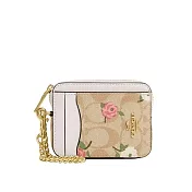 COACH 素面皮革Ｌ型拉鍊手拿包-花卉