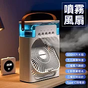 噴霧夜燈風扇 桌面水冷扇 冰霧電扇(USB插電款) 白色