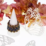 【PinkyPinky Boutique】24K金日本珠 編織紋個性戒指 (閃色深藍)