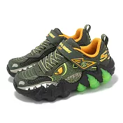 Skechers 休閒鞋 S Lights 2.0 大童 綠 橘 暴龍燈鞋 魔鬼氈 發光 童鞋 400121LOLV