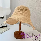 【Decoy】清新日系 寬檐透氣防曬鏤空編織漁夫帽/ 卡其