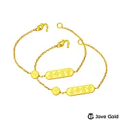 JoveGold漾金飾 富貴有福氣彌月成對黃金手鍊