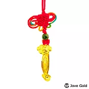 JoveGold漾金飾 一生如意彌月黃金墜子  送紅色編織吉祥結中國繩