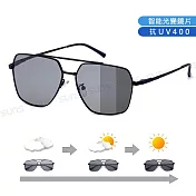 【SUNS】UV400智能感光變色偏光太陽眼鏡 時尚飛行員鏡框墨鏡 防藍光/防眩光/抗UV400 S925