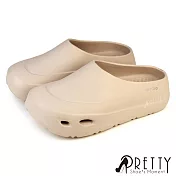 【Pretty】女 廚師鞋 防水鞋 工作鞋 園藝鞋 荷蘭鞋 護趾 輕量 EU36 米色