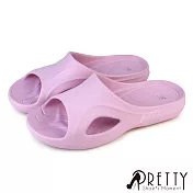 【Pretty】男女 女大尺碼 拖鞋 防水拖鞋 輕量 寬楦 一體成型 EU38 紫色