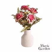 【Meric Garden】高仿真台灣稀世鎏金玫瑰陶瓷花藝花瓶組/裝飾花瓶/桌面擺飾