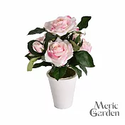 【Meric Garden】高仿真台灣蝶戀花影玫瑰花藝花瓶組/裝飾花瓶/桌面擺飾_ 粉紅色