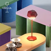 【義大利UBIQUA】Stone 幾何現代風USB充電式檯燈- 焰紅