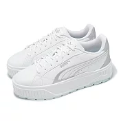 Puma 休閒鞋 Karmen II Aqua Metallic 女鞋 白 銀 厚底 增高 鬆糕鞋 40161401