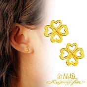 【金品坊】黃金耳環極致迷你幸運草耳針