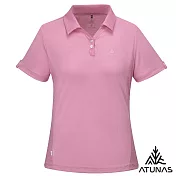【ATUNAS 歐都納】女款循環ATUNAS-TEX短袖POLO衫/吸濕排汗/防曬透氣/大尺碼A2PS2536WC- S 霧粉