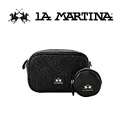 【LA MARTINA】限量2折 頂級皮革肩背包側背包 LMBA01386T 全新專櫃展示品(黑色)