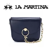 【LA MARTINA】限量2折 頂級皮革肩背包側背包 LMBA01094T 全新專櫃展示品(深藍色)